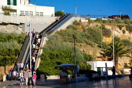 Brits Abroad! Presumably this outdoor escalator was built for tourists who find walking up and down ordinary stairs too much of a drag when on holiday.