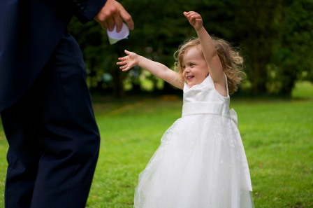 Flora excited to see her Dad, Graeme, who was busy with Best Man duties for much of the day.